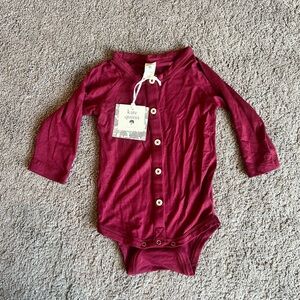 Kate Quinn Maroon Button-Up Bodysuit